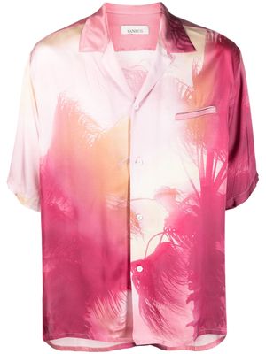 Laneus palm-tree gradient print shirt - Pink