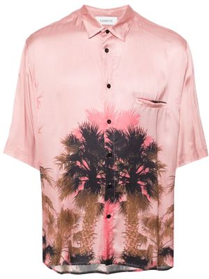 Laneus palm tree-print satin shirt - Pink