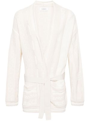 Laneus patterned-jacquard cotton cardigan - Neutrals