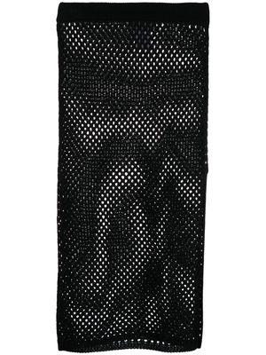 Laneus perforated knitted cotton skirt - Black
