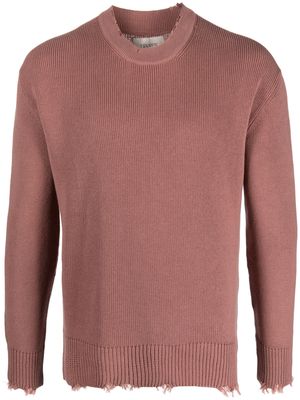 Laneus raw-cut ribbed-knit jumper - Brown