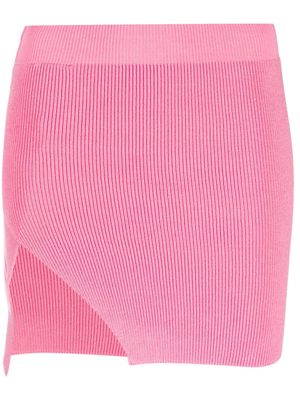 Laneus ribbed-knit asymmetric miniskirt - Pink