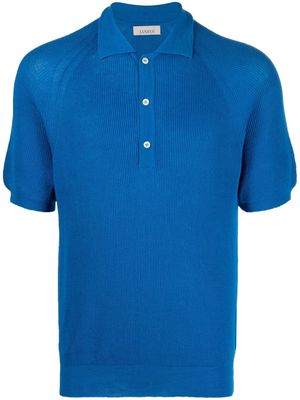 Laneus ribbed-knit cotton polo shirt - Blue
