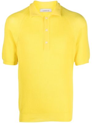 Laneus ribbed-knit cotton polo shirt - Yellow