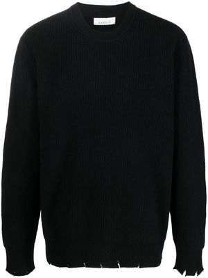 Laneus ribbed-knit merino jumper - Black