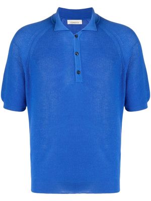 Laneus ribbed-knit polo shirt - Blue