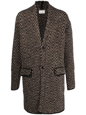 Laneus single-breasted collarless coat - Black