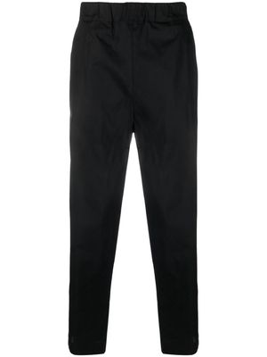 Laneus stretch-cotton tapered trousers - Black