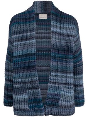 Laneus striped open-front knitted cardigan - Blue