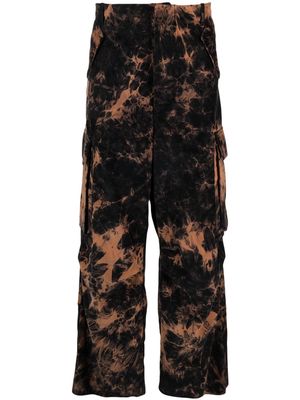 Laneus tie-dye wide-leg cargo trousers - Black