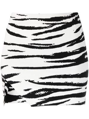 Laneus zebra-print mini skirt - White