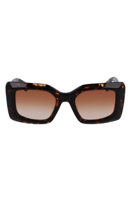Lanvin 50mm Gradient Square Sunglasses in Dark Havana