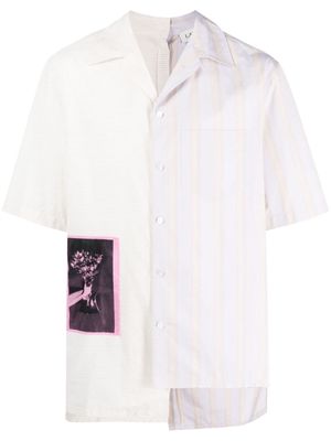 Lanvin asymmetric patchwork cotton shirt - Neutrals