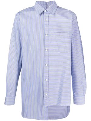 Lanvin asymmetric striped cotton shirt - Blue
