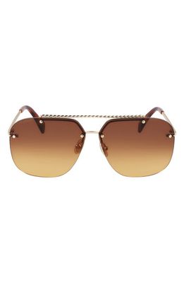 Lanvin Babe 64mm Gradient Oversize Aviator Sunglasses in Gold/Brown Orange