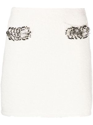 Lanvin bead-embellished bouclé miniskirt - White