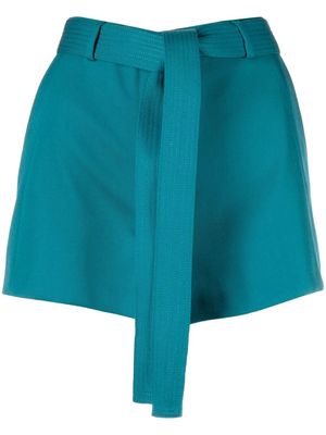 Lanvin belted cotton-wool shorts - Blue