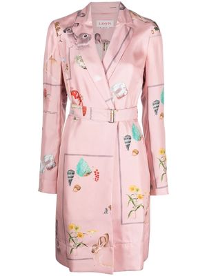 Lanvin Botanica-print silk shirt dress - Pink
