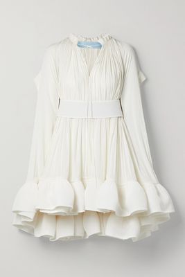 Lanvin - Cape-effect Tie-detailed Crepe Mini Dress - Ivory