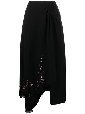 Lanvin crystal-embellished wrap skirt - Black