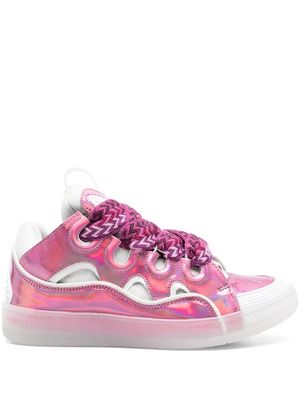 Lanvin Curb holographic leather sneakers - Pink