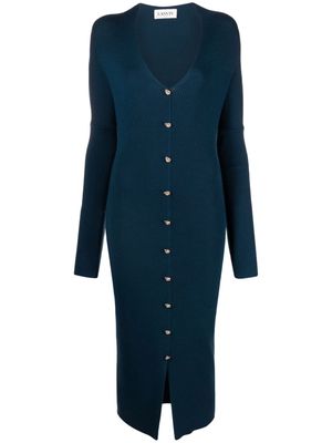 Lanvin decorative-buttons ribbed maxi dress - Blue