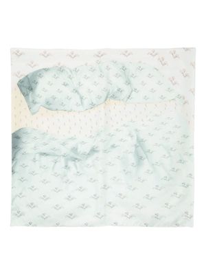 Lanvin ditsy floral-print silk scarf - Green