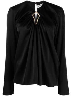 Lanvin draped long-sleeved blouse - Black