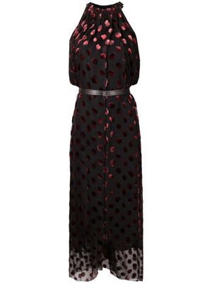 Lanvin draped polka dot-velvet maxi dress - Black