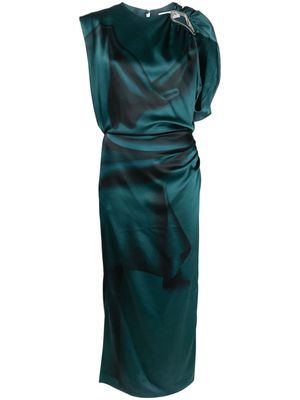 Lanvin draped silk-satin maxi dress - Blue