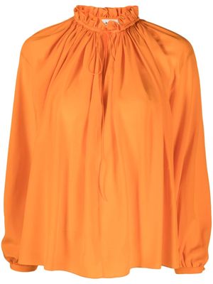 Lanvin drawstring-neck silk blouse - Orange