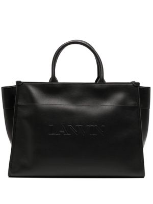 Lanvin embossed-logo leather tote bag - Black