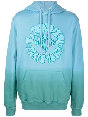 Lanvin embossed-logo ombré cotton hoodie - Blue