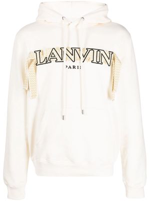 Lanvin embroidered-logo cotton hoodie - Neutrals