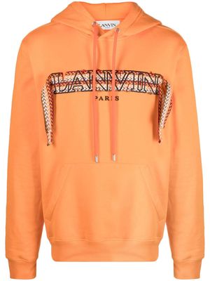 Lanvin embroidered-logo cotton hoodie - Orange