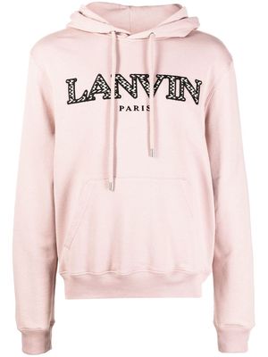 Lanvin embroidered-logo cotton hoodie - Pink