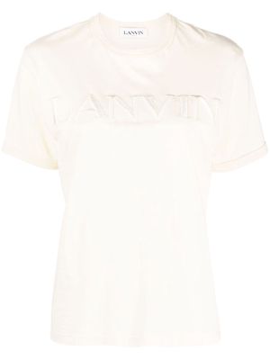 Lanvin embroidered-logo cotton T-Shirt - Neutrals