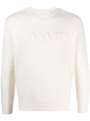 Lanvin embroidered logo crew neck sweatshirt - Neutrals
