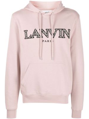 Lanvin embroidered-logo drawstring hoodie - Pink