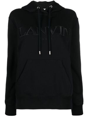 Lanvin embroidered-logo long-sleeve hoodie - Black