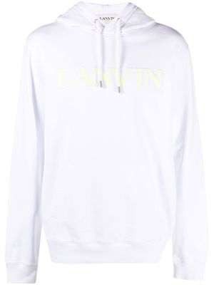 Lanvin embroidered-logo pouch-pocket hoodie - White