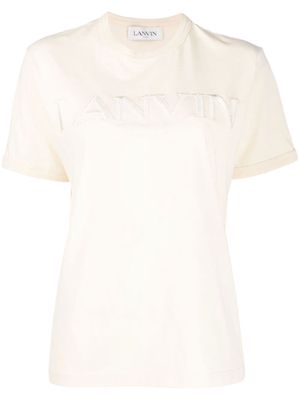 Lanvin embroidered-logo T-shirt - Neutrals