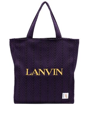 Lanvin embroidered-logo tote bag - Purple
