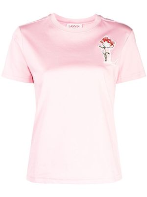 Lanvin embroidered-monogram T-shirt - Pink