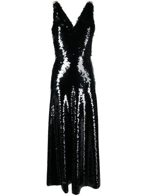 Lanvin embroidered-sequin A-line maxi dress - Black