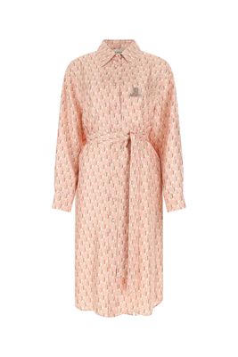 Lanvin Embroidered Silk Shirt Dress