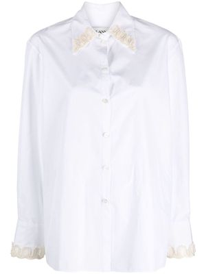 Lanvin embroidered-trim cotton shirt - White