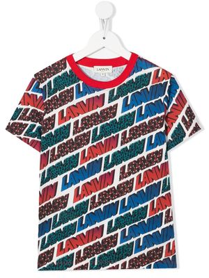 LANVIN Enfant all-over logo-print T-shirt - Red
