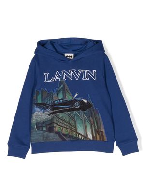 Lanvin Enfant Batman-print cotton hoodie - Blue