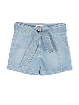 Lanvin Enfant belted denim shorts - Blue